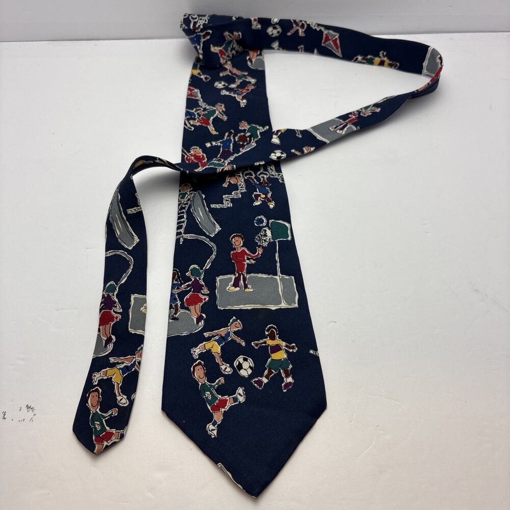 Vintage Manhattan Save the Children Tie Kids Playing Pattern 100% Silk